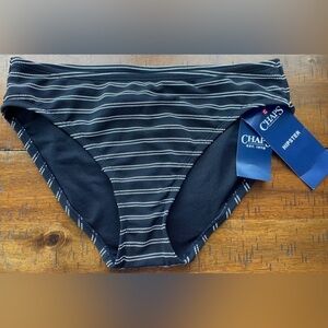 •NWT•Chaps Textured Stripe Full Coverage Hipster Swim Bottoms